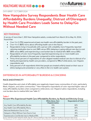 New Hampshire Healthcare Access and Fairness Brief 2024
