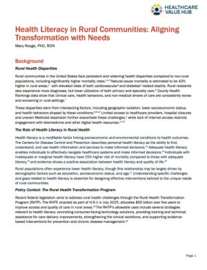Health Literacy in Rural Communities: Aligning Transformation with Needs